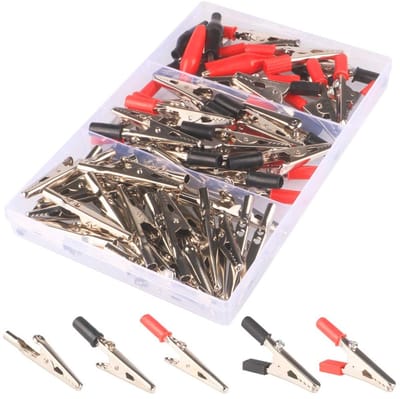 Allecto - Metalen Alligator Clips - Assortiment - Duurzaam en veilig - Rood en zwart - Krokodillenklemmen - Handig voor solderen - 60 stuks