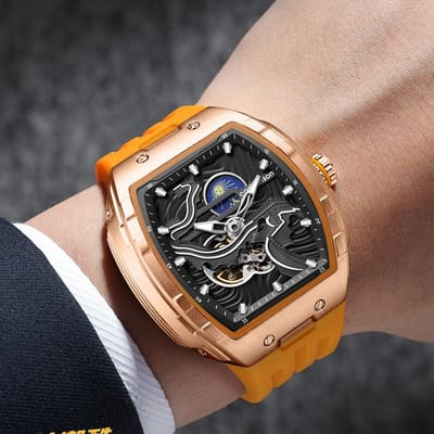 Hoogwaardig Hol Heren Automatisch Mechanisch Horloge brown