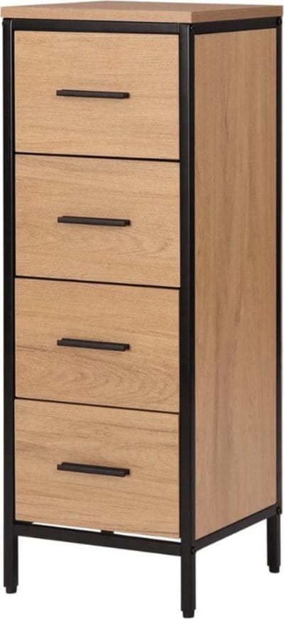 Stijlvolle Badkamerkast – Vrijstaand – Waterafstotend Materiaal – Hout – RVS Frame – 30 x 30 x 82 CM – Modern Design