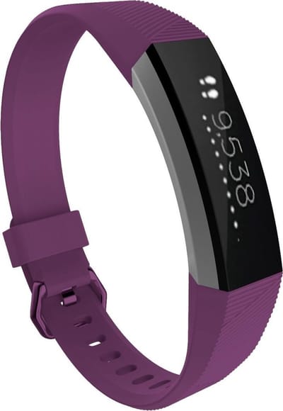 By Qubix - Compatible Fitbit bandje - Geschikt voor Fitbit Alta HR siliconen bandje met gesp - Maat: Large - Donkerpaars Smartwatch bandje