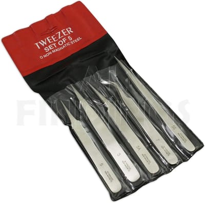 Set Punt Tweezer - Precisie Pincet - Sieraden Reparatie - Anti-Zuur Anti-Magnetisch - 5 Stuks - Zilver