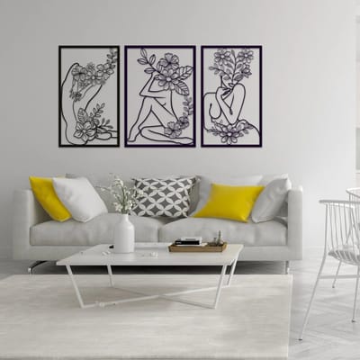 Metalen Wanddecoratie Vrouwelijk Lichaam – 3D Wandkunst – Zwart – 50 x 30 cm