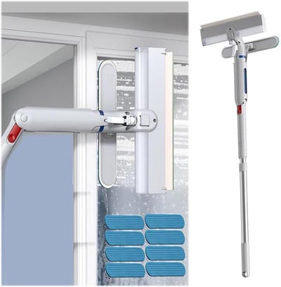 Spray Window Cleaning Kit Draaibare Hoofd Twee Spray Modi Outdoor Window Cleaner Tool met Watertank en 8 Pads voor Douche Glas Autoruit