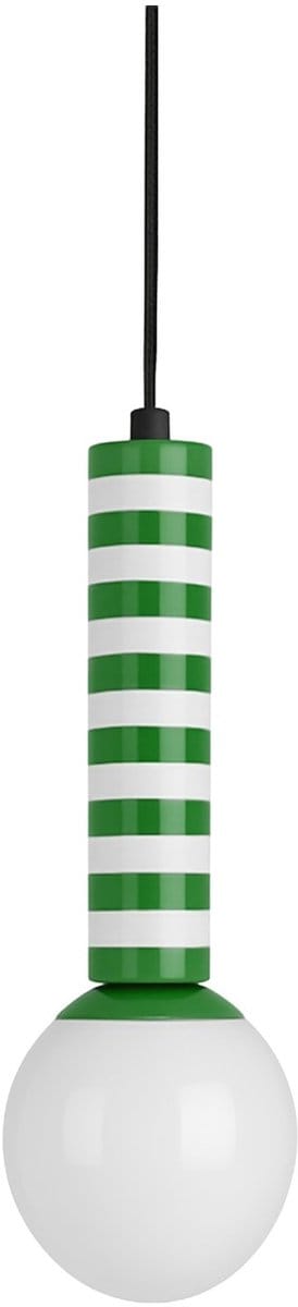Leitmotiv Hanglamp Rayado Retro - Groen - 12x12x38cm - Modern - Hanglampen Eetkamer, Slaapkamer, Woonkamer
