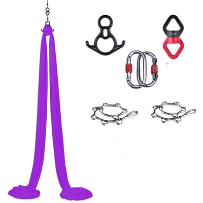 15x8M Aerial Yoga Schommel Hangmat Collectie Nylon Thuis Buiten Gebruik Fitness Yoga Apparatuur Hangmat Acrobatische Dans voor Gymnast Lichaamsbouw paars