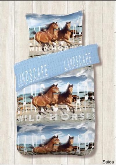 Kinderdekbedovertrek Saida - paarden- 140x200 cm + 1 kussensloop 65x65 cm -100 % katoen