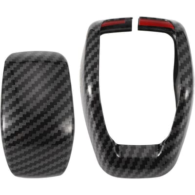Ensemble de 2 pièces Couvercle de pommeau de levier de vitesse Décoration de garniture style fibre de carbone Transfert d'eau Adapté pour Toyota RAV4 2020 Pas Brillant gray