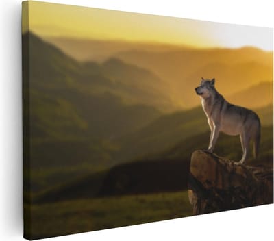 Artaza Canvas Schilderij Wolf - 30x20 cm - Klein - Wanddecoratie Dieren - Muurdecoratie Woonkamer - Schilderij Natuur