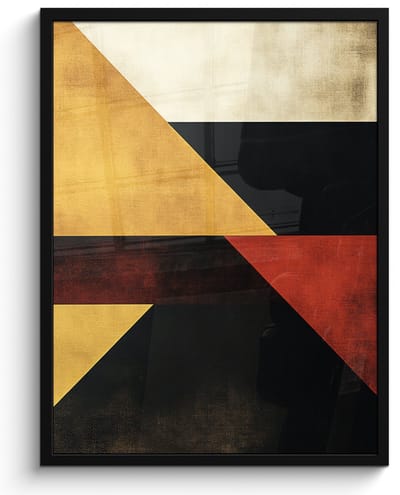 Poster in lijst - Fotolijst 50x70 cm - Posters - Abstract - Herfst kleuren - Goud - Vormen - Modern - Posterlijst zwart - Decoratie - Wanddecoratie woonkamer - Muurdecoratie slaapkamer