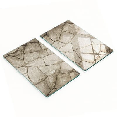 Decoratieve glazen snij- en serveerplanken met stenen muurmotief, 2x30x52 cm