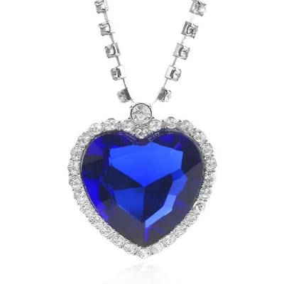 Nieuwe Titanic Blauw Rood Ketting+Oorbellen Oceaan Hart Liefde Eeuwig Schitterend High End Sieraden Bruids Bruiloft Set blue