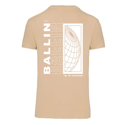 Heren Tee SS met Ballin Est. 2013 Backprint World Shirt Print - Beige - Maat XXL
