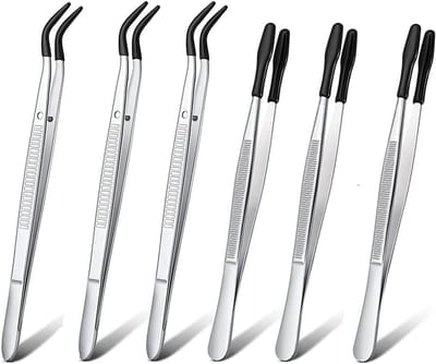 Rubberen Tip Pincetten - Hobby Gereedschap Set - Precisie Werk - Antislip Siliconen Tips - 12 & 15.5 cm