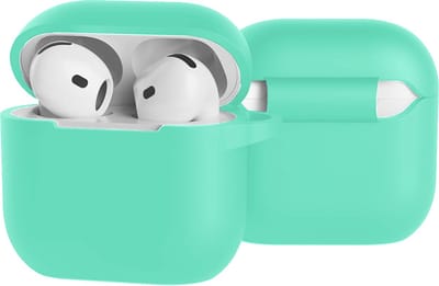 Case - Geschikt voor Apple AirPods 4 - Siliconen Hoes met Clip - Silicone Hoesje Cover - Turquoise