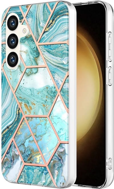 Coverup Hoesje - Geschikt voor Samsung Galaxy S24 Plus Hoesje - Coverup Marble Design TPU Back Cover - Blauw
