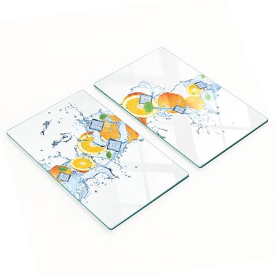 Glazen snijplanken met oranje waterprint, 2x30x52 cm