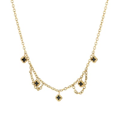 Bijoutheek Collier Schakels Klavers Goud Black