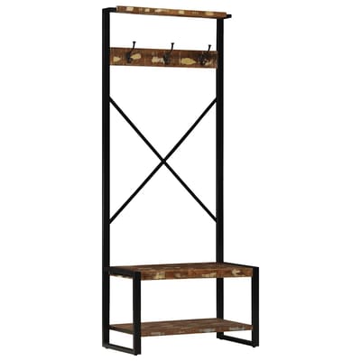 vidaXL - Kledingrek - 80x40x190 - cm - massief - gerecycled - hout - meerkleurig