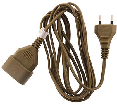 Verlengsnoer 3m 2x0.75mm² 6A Met Stopcontact Zonder Aarde - Hoogwaardige Elektrische Verlengkabel Met Kinderbeveiliging