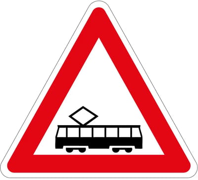 Tramkruising bord - J14 | gecoat dibond materiaal | 40 cm