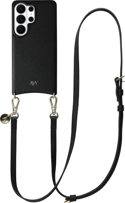 AVY Leren Hoesje Geschikt voor Samsung Galaxy S26 Ultra | Compatibel met MagSafe | Leather Case met Telefoonkoord | Crossbody | Zwart | Long Leather