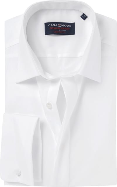 CASA MODA comfort fit smoking overhemd - dubbele manchet - wit - Strijkvrij - Boordmaat: 39 (EU maat: M)