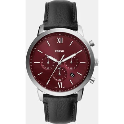 Fossil Heren Zilver Roestvrij Staal, Bordeaux Wijzerplaat l FS6016 black