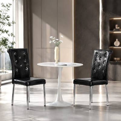 Eetkamerstoelen - Set Van 2 - Gestoffeerde eetkamerstoel - Eetkamerstoel - Eettafelstoel - Eetkamerstoelen - Stoel - Retro stijl - Zwart，zilver