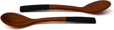 set van 2 - theelepel - acaciahout - met blauw detail - fairtrade van Kinta