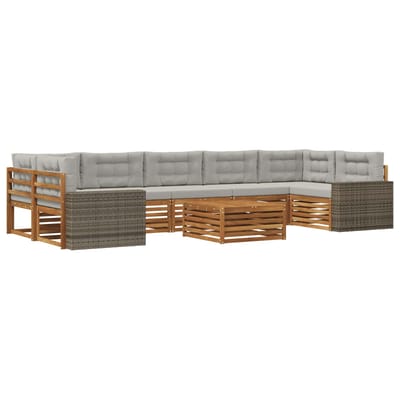 vidaXL - Buiten - bank - set - 8 - st - Naturel - en - lichtgrijs