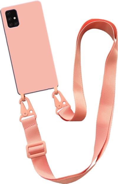 Smartphonica Hoesje met breed koord voor Samsung Galaxy A71 4G siliconen back cover met zachte binnenkant - Zalm geschikt voor Samsung Galaxy A71