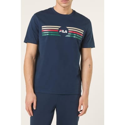 FILA Padule Regular Logo Graphic T-shirt Black Iris Maat: XS | T-shirts met Print Outlet | Heren | Blauw