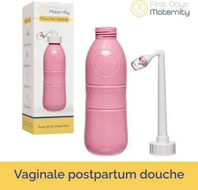 Maxi peri bottle - postpartum spoelfles - perineum douche - roze - 650ml - First Days Maternity - zwangerschapscadeau