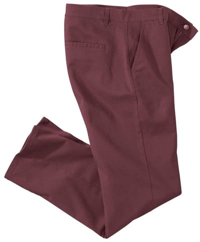 ATLAS FOR MEN - Bordeauxrode chino met stretch - Heren - Verkrijgbaar in grote maten - W36