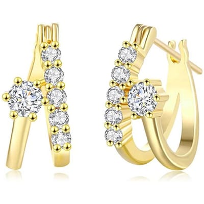 Huitan Nouvelles Boucles d'Oreilles Créoles Croisées pour Femmes Couleur Or Simples Élégantes Boucles d'Oreilles pour Dame Bijoux Féminins Modernes Tendance Dropshipping beige