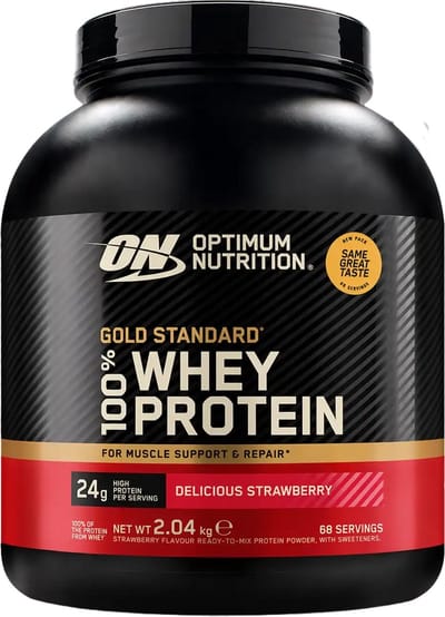 Optimum Nutrition Gold Standard 100% Whey-eiwitpoeder Heerlijke Aardbei 2,04 kg (68 porties)
