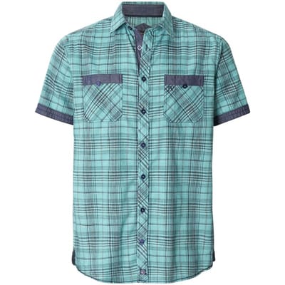 Jan Vanderstorm herren Overhemd Met Korte Mouwen - 43/44 - turquoise - Plus Size