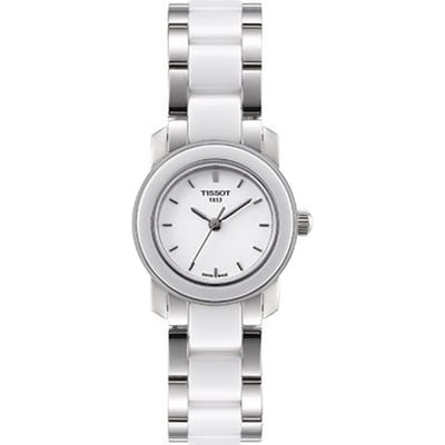 Tissot T-Lady Keramische Serie Kwarts Uurwerk 30M Waterbestendig Horloge 28mm Wit Wijzerplaat Keramische Kast Roestvrijstalen Armband T064.210.22.011.00 White Dial white