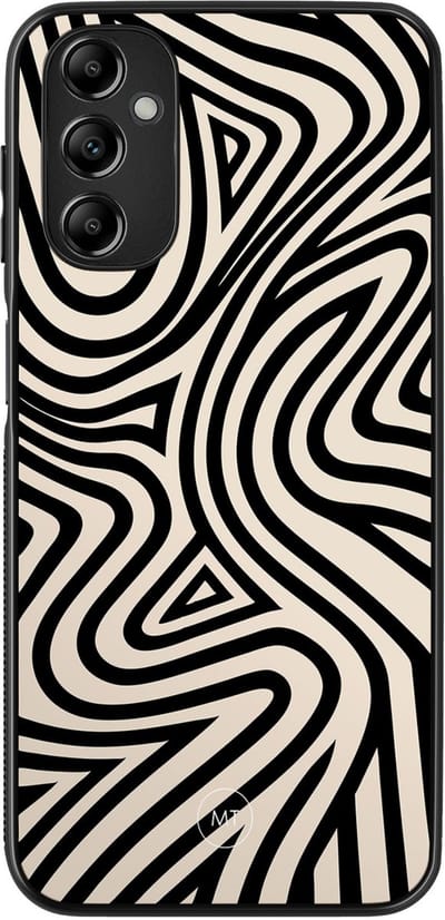 Hoesje geschikt voor Samsung Galaxy A14 5G - Groovy lines - TPU Hard Case Backcover - Zwart, Wit - Mooie Telefoonhoesjes