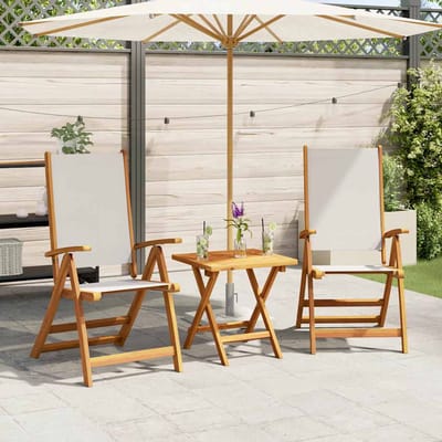 vidaXL - Opklapbare - stoelen, - 2 - stuks, - van - massief - acaciahout - en - textilene.