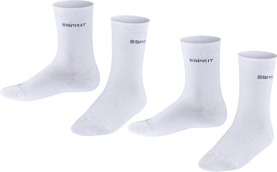 Esprit Foot Logo 2-Pack eenkleurig katoen multipack sokken kinderen wit - maat 23-26