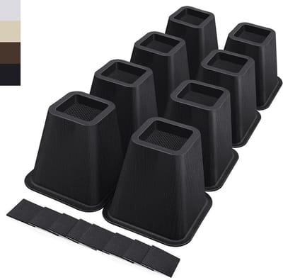 8x Zware Meubelverhogers Zwart - Hoge Poten voor Bed, Bureau, Bank tot 2200 LBS