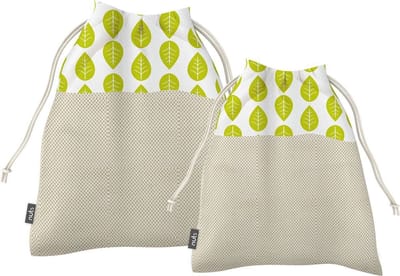 Bee's Wax - Eco Friendly Vershoudzak Groot Set van 2 Stuks Leaves - Biologisch Katoen - Multicolor