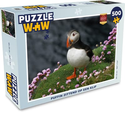 Puzzel Puffin zittend op een klif - Legpuzzel - Puzzel 500 stukjes
