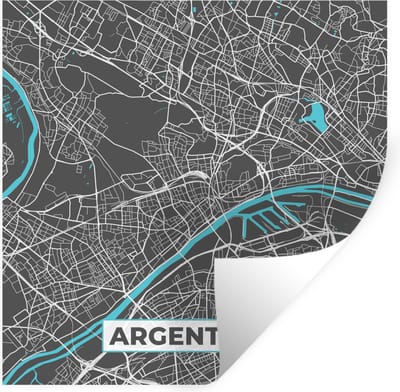 Muurstickers - Sticker Folie - Argenteuil - Frankrijk - Kaart - Stadskaart - Plattegrond - 100x100 cm - Plakfolie - Muurstickers Kinderkamer - Zelfklevend Behang XXL - Zelfklevend behangpapier - Stickerfolie