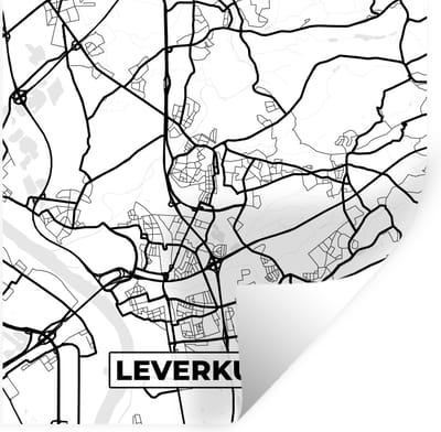 Muurstickers - Sticker Folie - Leverkusen - Stadskaart - Kaart - Plattegrond - 100x100 cm - Plakfolie - Muurstickers Kinderkamer - Zelfklevend Behang XXL - Zelfklevend behangpapier - Stickerfolie