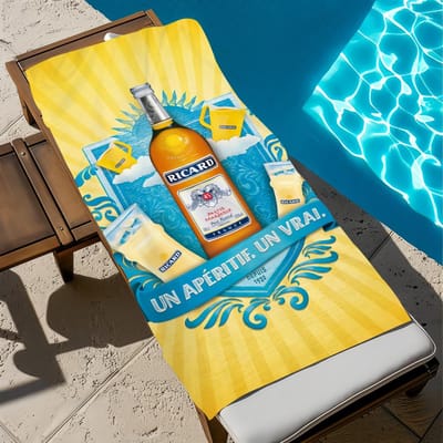 R-ricard-D LOGO Handdoek Strand Sneldrogend Zacht Zwembad Handdoeken Cadeau voor Reizen Sportschool Douche Kamperen sport W75*H150(CM)