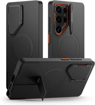 Tech-Protect Kevlar Aura MagSafe Case for Samsung Galaxy S25 Ultra - Black and Orange