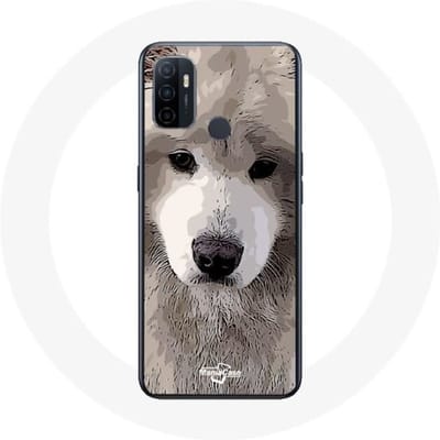 Oppo A53 hoesje Samojeed grijs hondenras grijs