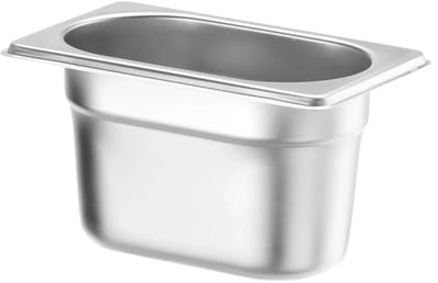 HENDI GN-bak 1/9 - rvs - 176x108x150 mm - 1,3 liter - stapelbaar - zilver - oven en vriezer